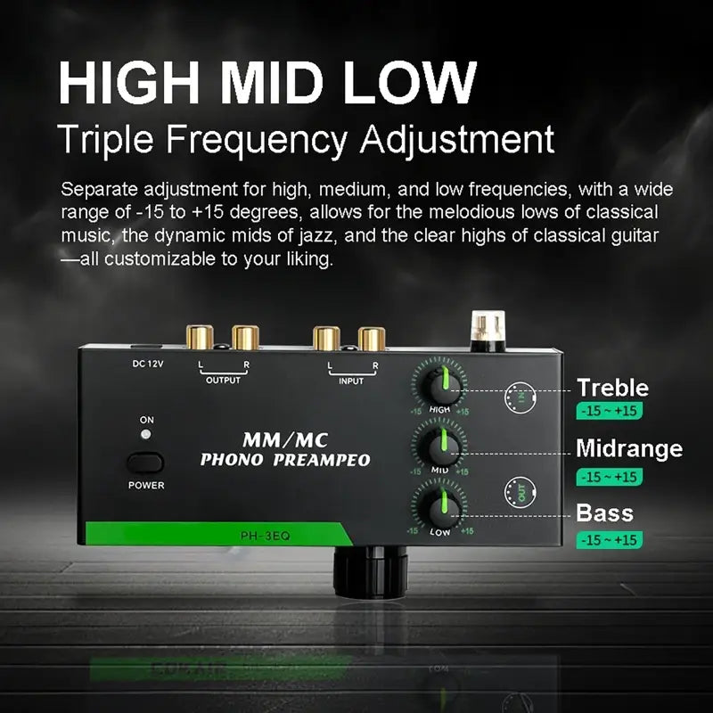 Versatile Turntable Amplifier Professional MM MCs Phonoes Preamp With Adjustable 3 Band EQs For Vinyls Record Player Systems
