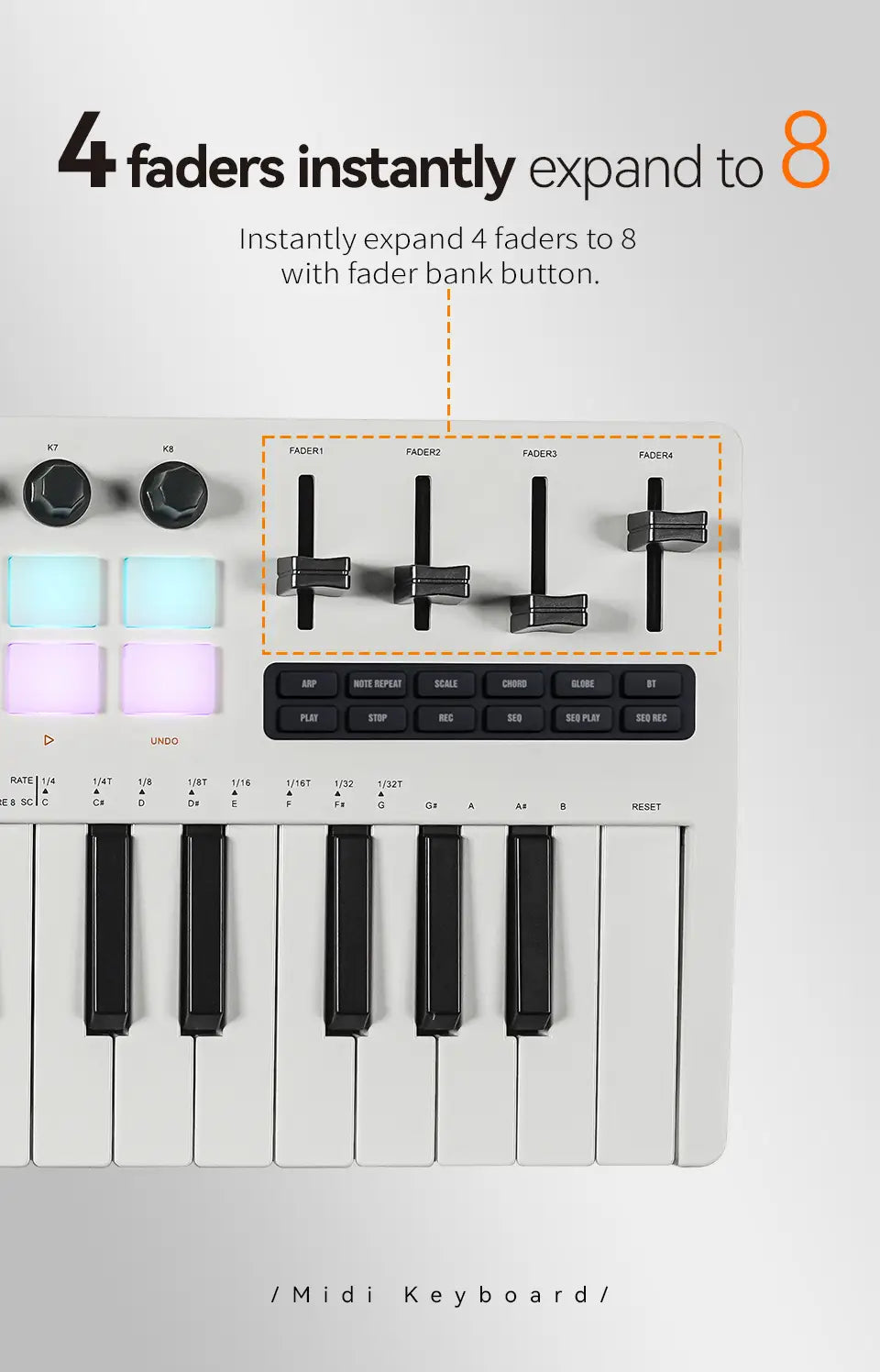 M-VAVE SMK-37 Pro Keyboard 37 Key MIDI Controller With Built-in Synth Engine 8 Knobs + 16 RGB Pads 37 Key MIDI Controllers