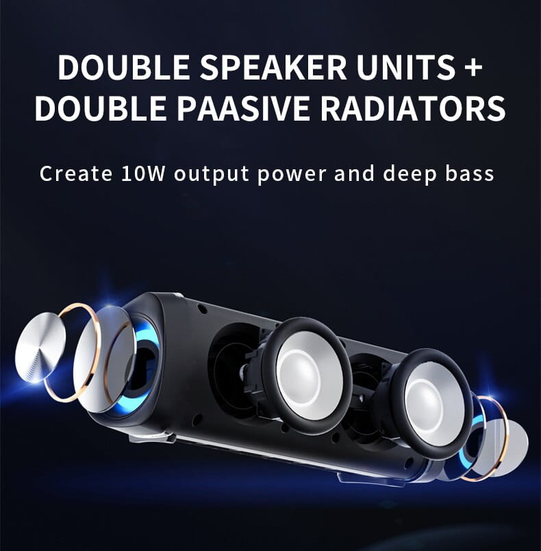 Popular Rockmia RGB LED Lights Speaker EBS-045 BT 5.0 Portable Wireless Bluetooth Music Player Micrphone Built TF Card Support