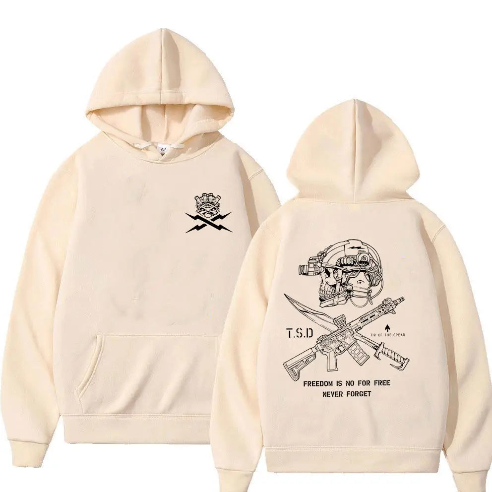 Tip of The Spear X-ray Sparta Tactical Skeleton Print Hoodie Men Women Fashion Oversized Pullover Hoodies Male Casual Tracksuit