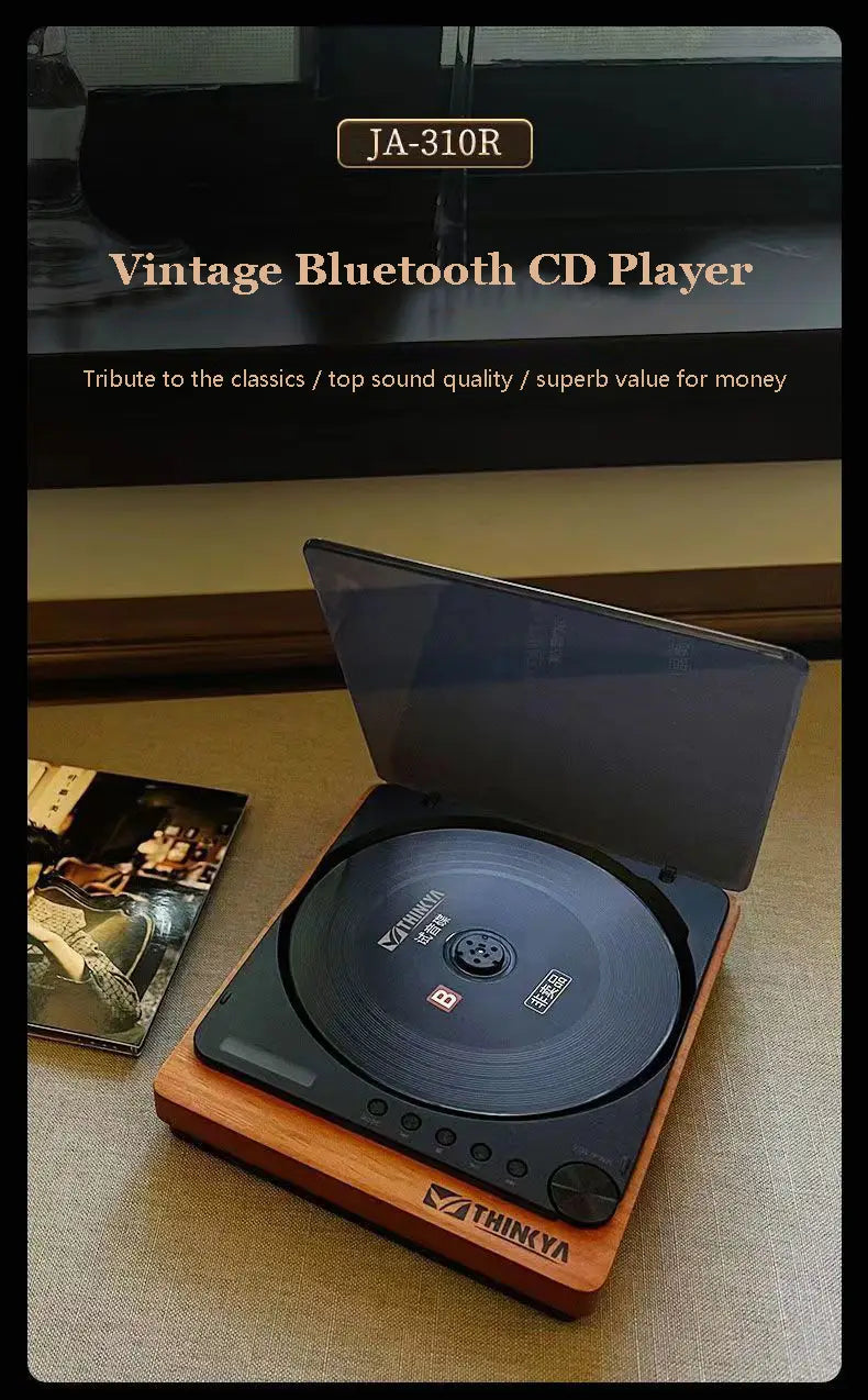 Wooden HIFI CD Player Bluetooth 5.1 Digital Optical Output USB Lossless Playback Wooden CD Music Player Infrared Remote Control
