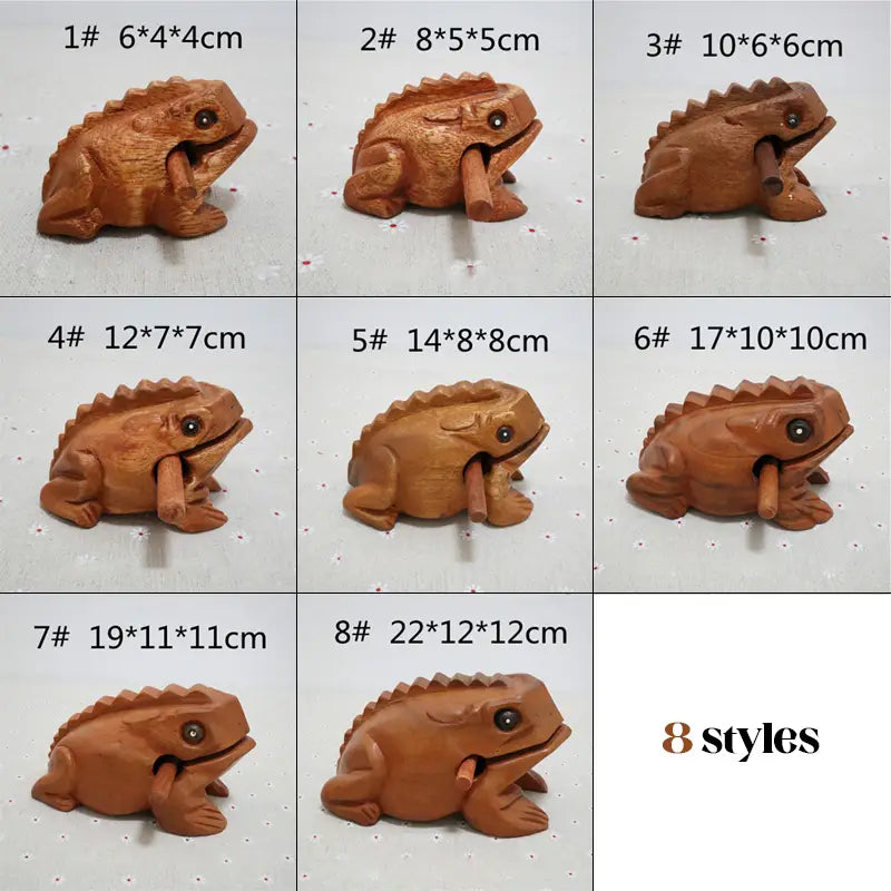 Wooden Lucky Frog Thailand Traditional Craft Croaking Musical Instrument Home Office Decor Fengshui Carved Ornament Kid Toy Gift
