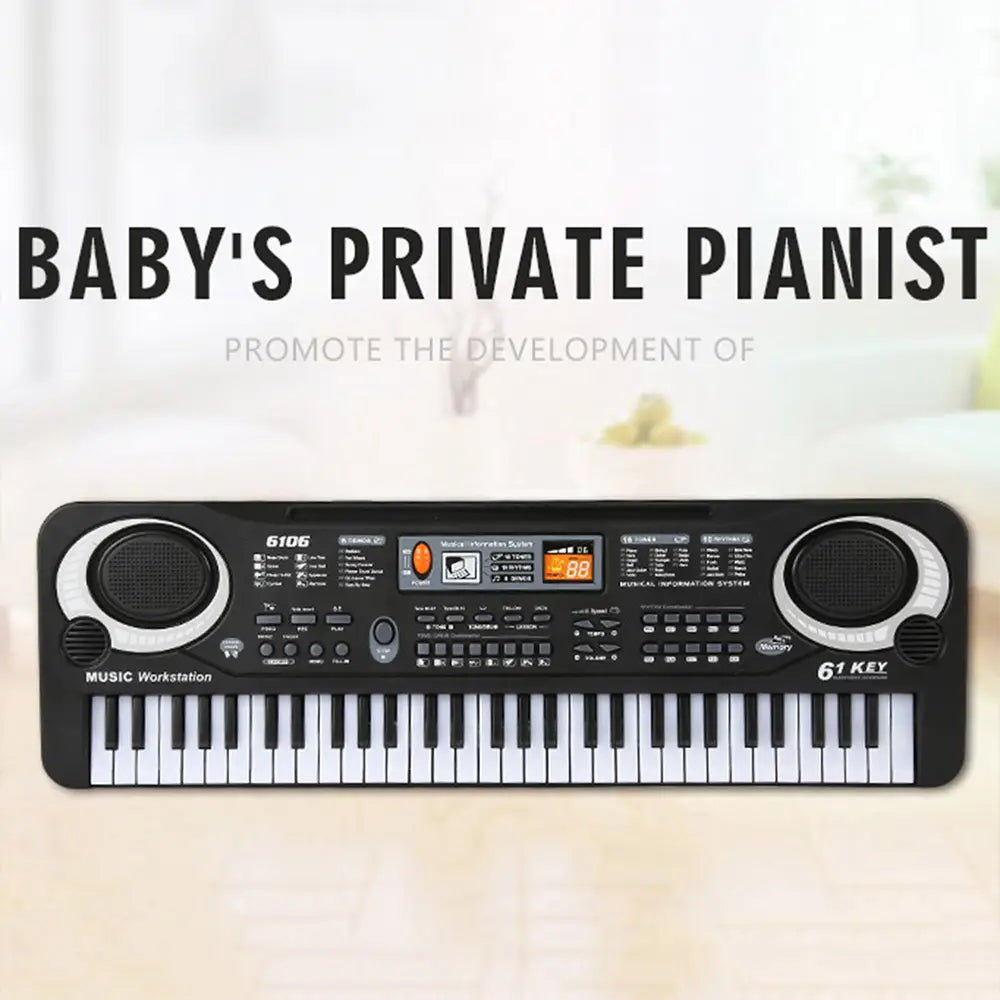 Kids Electronic Piano Keyboard Portable 61 Keys Organ with Microphone Education Toys Musical Instrument Gift for Child Beginner