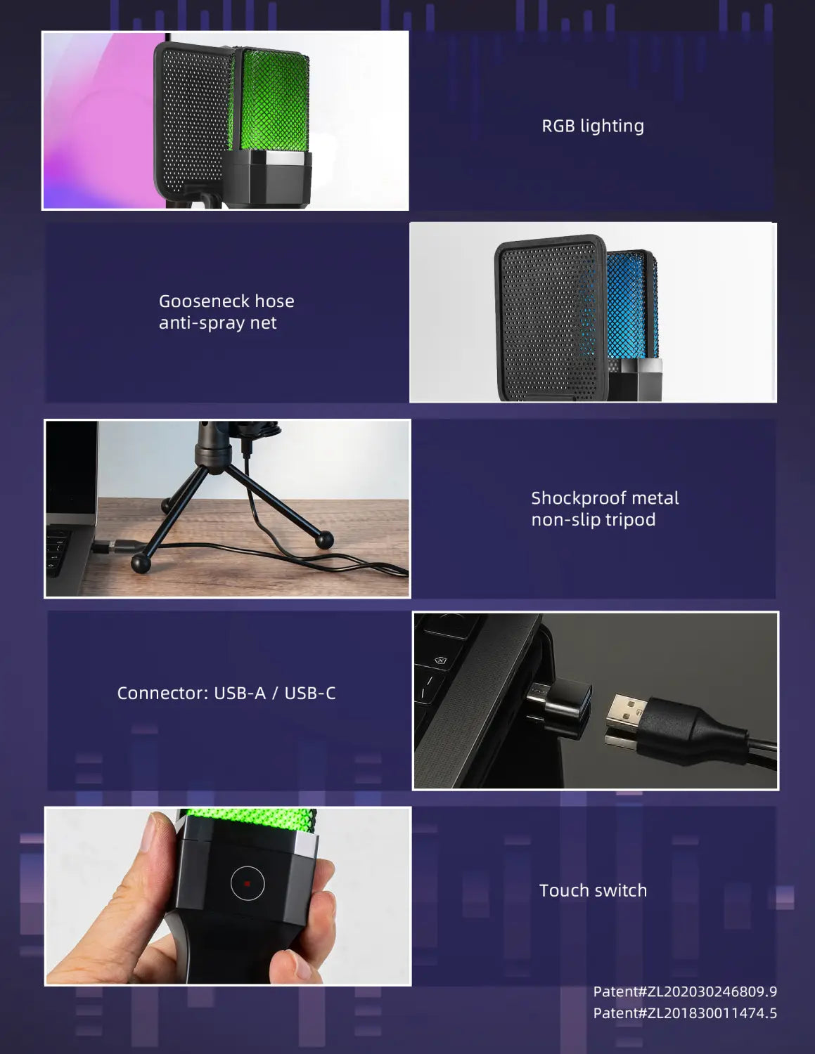 Computer Professional Gaming Condenser Microphone Karaoke Mic PC Laptop USB Wired Live Streaming Podcast Studio Mike Kit Gamer