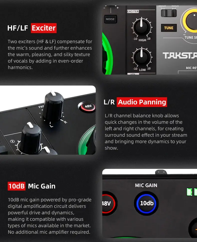 Original Takstar MX3 Mixer Webcast Sound Card Mixing Console Podcast Studio For Karaoke Webcast Recording Live Streaming Guitar