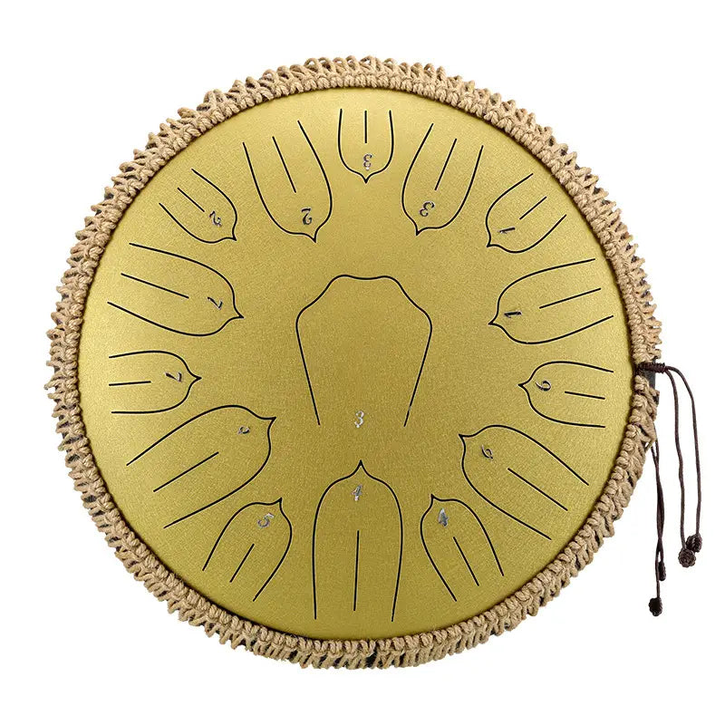 Hluru Music Drum 13 Inch 15 Notes Glucophone Steel Tongue Drum 15 Notes D Tone Ethereal Drum Percussion Musical Instruments