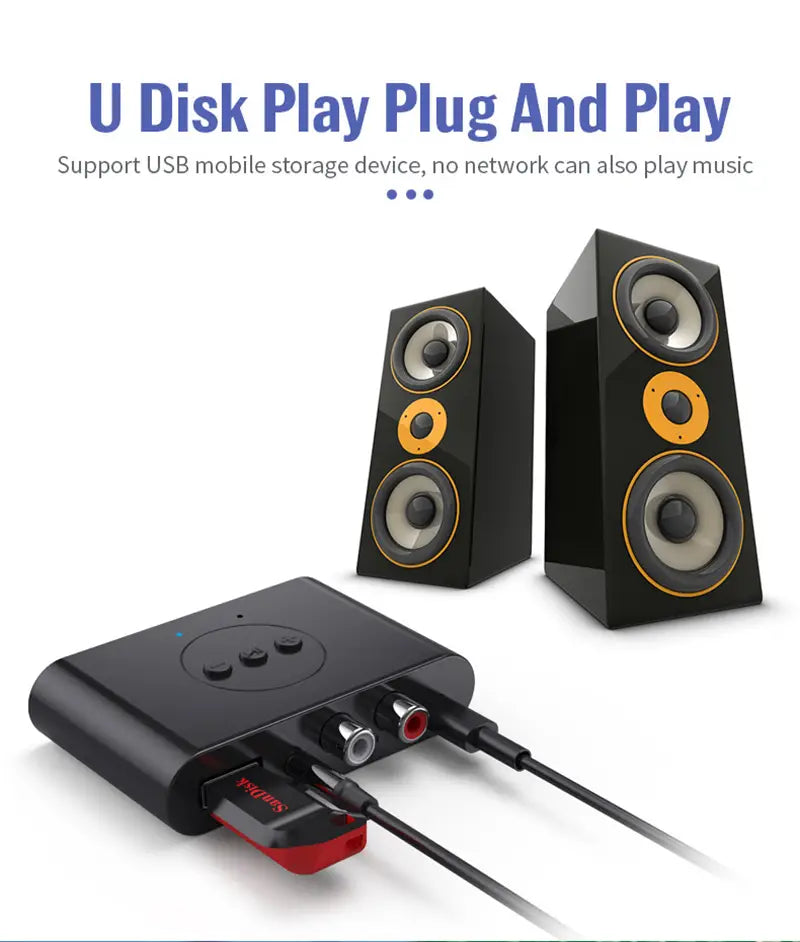 Bluetooth 5.2 Audio Receiver NFC U Disk 3.5mm AUX RCA USB Stereo Music Wireless Adapter With Mic For Car Kit Speaker Amplifier