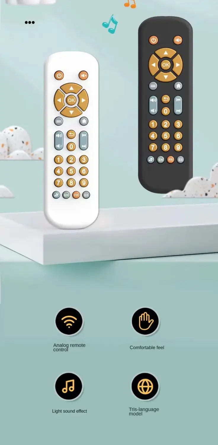 Infant Simulation TV Remote Control Toys with Music and Light Musical Baby Toy Sensory Remote Kids Baby Toys for 1 2 3 Years Old