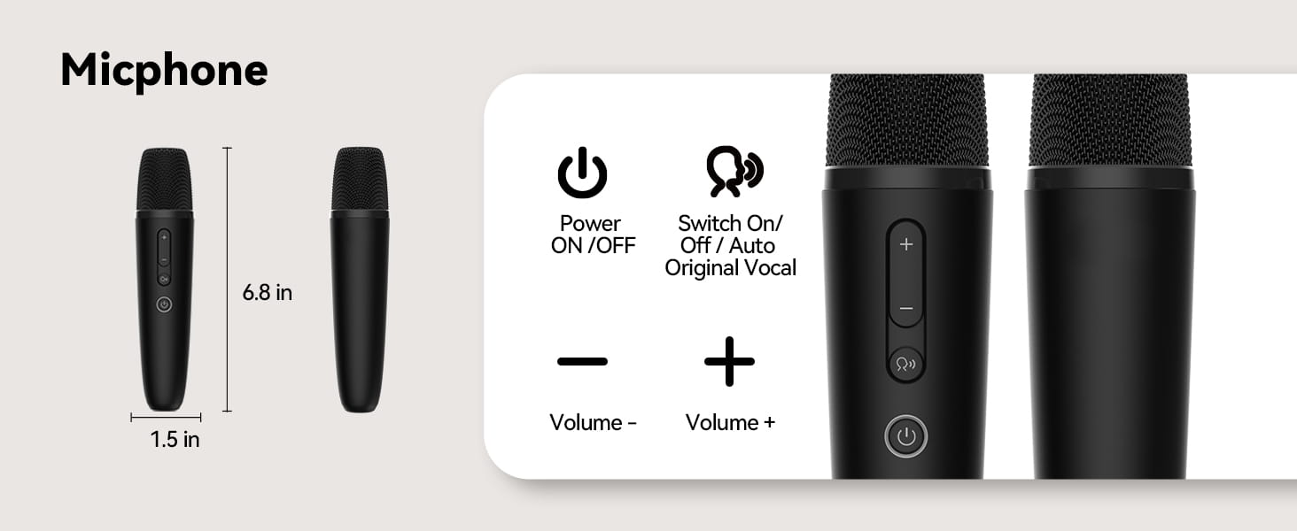 Puremic Karaoke Machine K3 with Millions Songs Free Forever Duet Karaoke Mics for Singing with Rechargeable Dock HDMI + Aux Cable