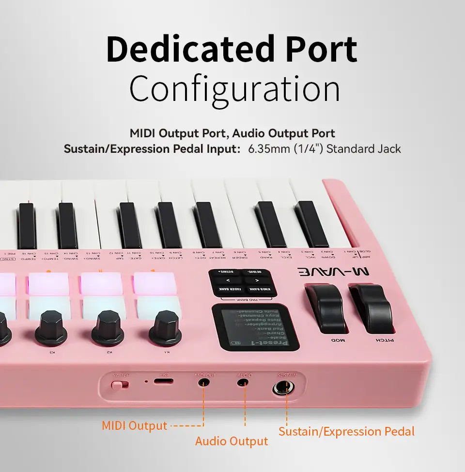 M-VAVE SMK-37 PRO Keyboard MIDI Controller USB | 16 RGB Pads And 8 Knobs Supports Software Operation for Windows Mac iOS Android