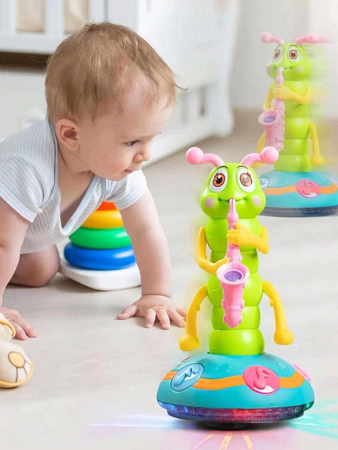 1pcs Children’s Electric Caterpillar Saxophone Toys,Dancing Saxophone Caterpillar,LED Light Caterpillar Saxophone Toy Wriggle Ca