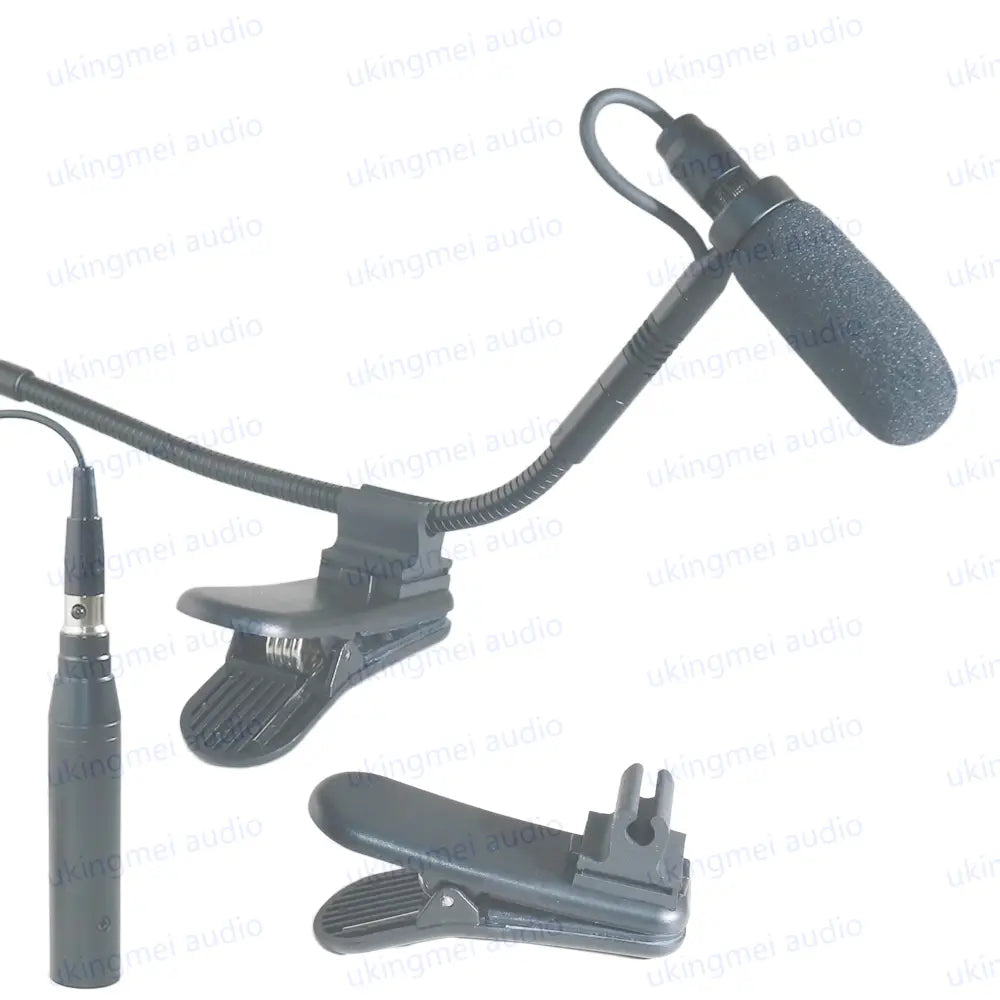 Clip-On Musical Instrument Microphone for Piano Guitar Saxophone Violin Cello Phantom Power Input Flexible Gooseneck Microphone