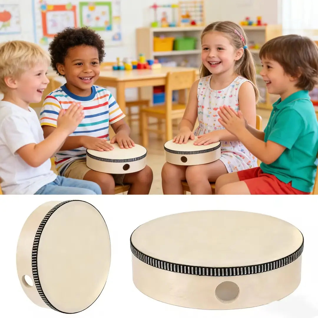 Educational Wooden Hand Beat Percussion Harp Drum Music Instrument Toy for Children