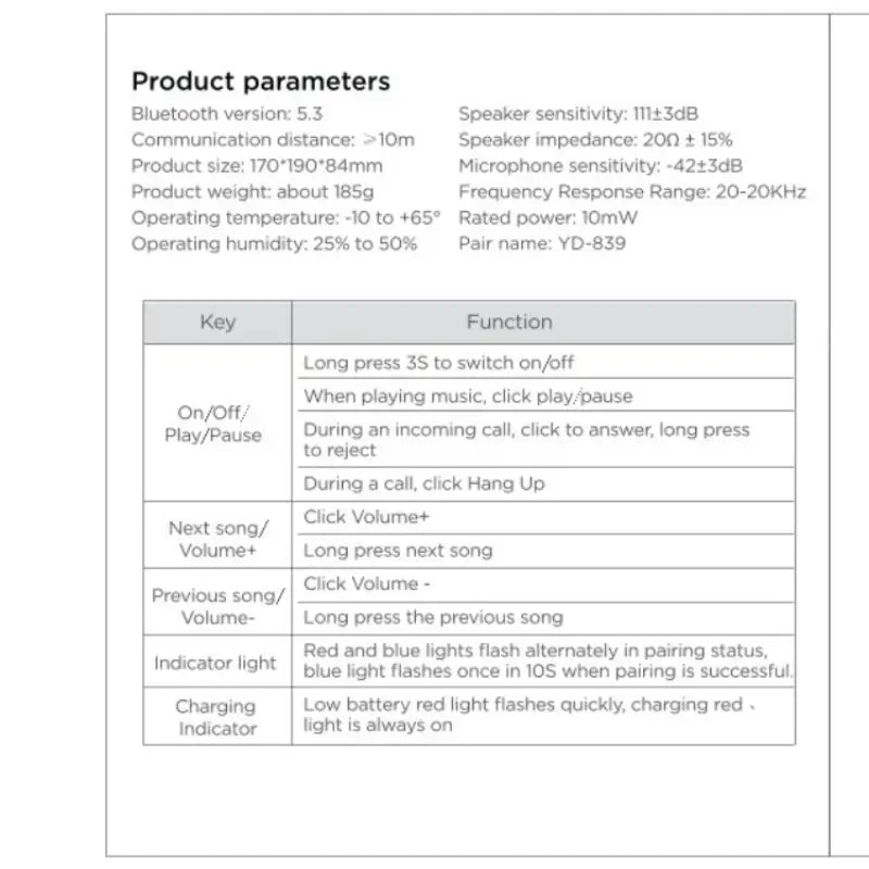 LDON L839 Bluetooth 5.3 Earphones Headphones Foldable Gaming Headset Sport Headphone with Mic Music Earbuds