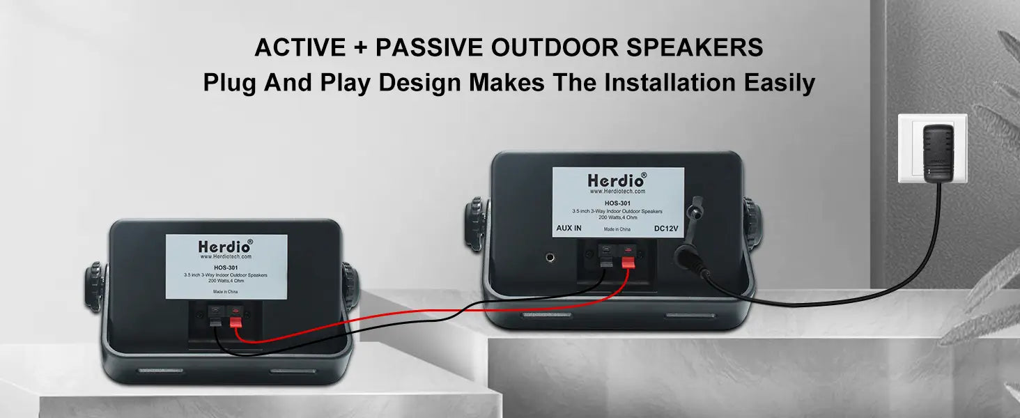 Herdio 3.5’’ Outdoor Bluetooth Speakers Waterproof 200W 3 Way Upgrade Premium Wall Mount Speakers Durable Mountable Loud Sound
