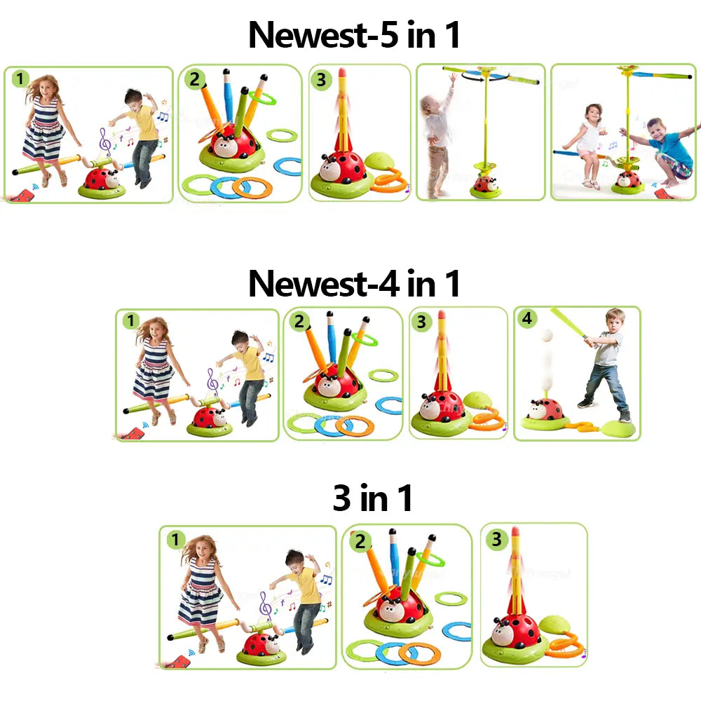 Musical Jump Sports Toys Rocket Launcher for Kid Ring Toss Game with Remote Control Indoor Outdoor Machine Gifts for Girls Boys