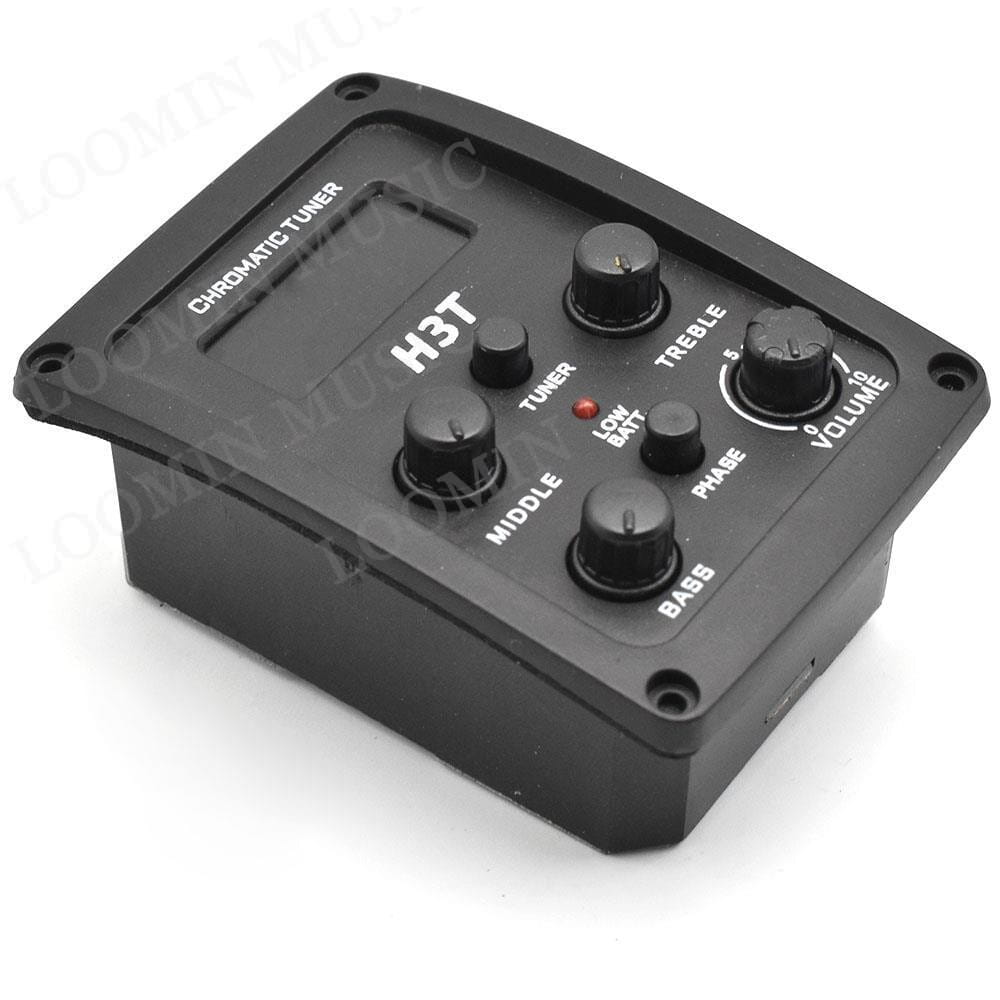 3 Bands Guitar Pickup Folk Guitar Preamp EQ with Tuner for Acoustic Guitar