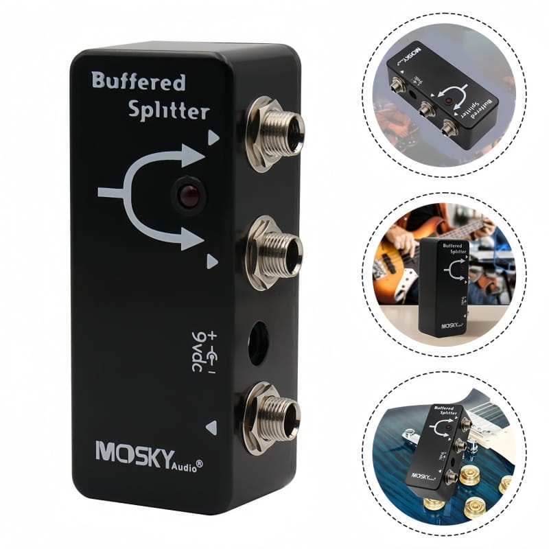 MOSKYaudio Buffered Splitter Guitar Pedal - Signal Buffer & Dual Output Splitter Clean Tone Preservation for Dual Amp Setup