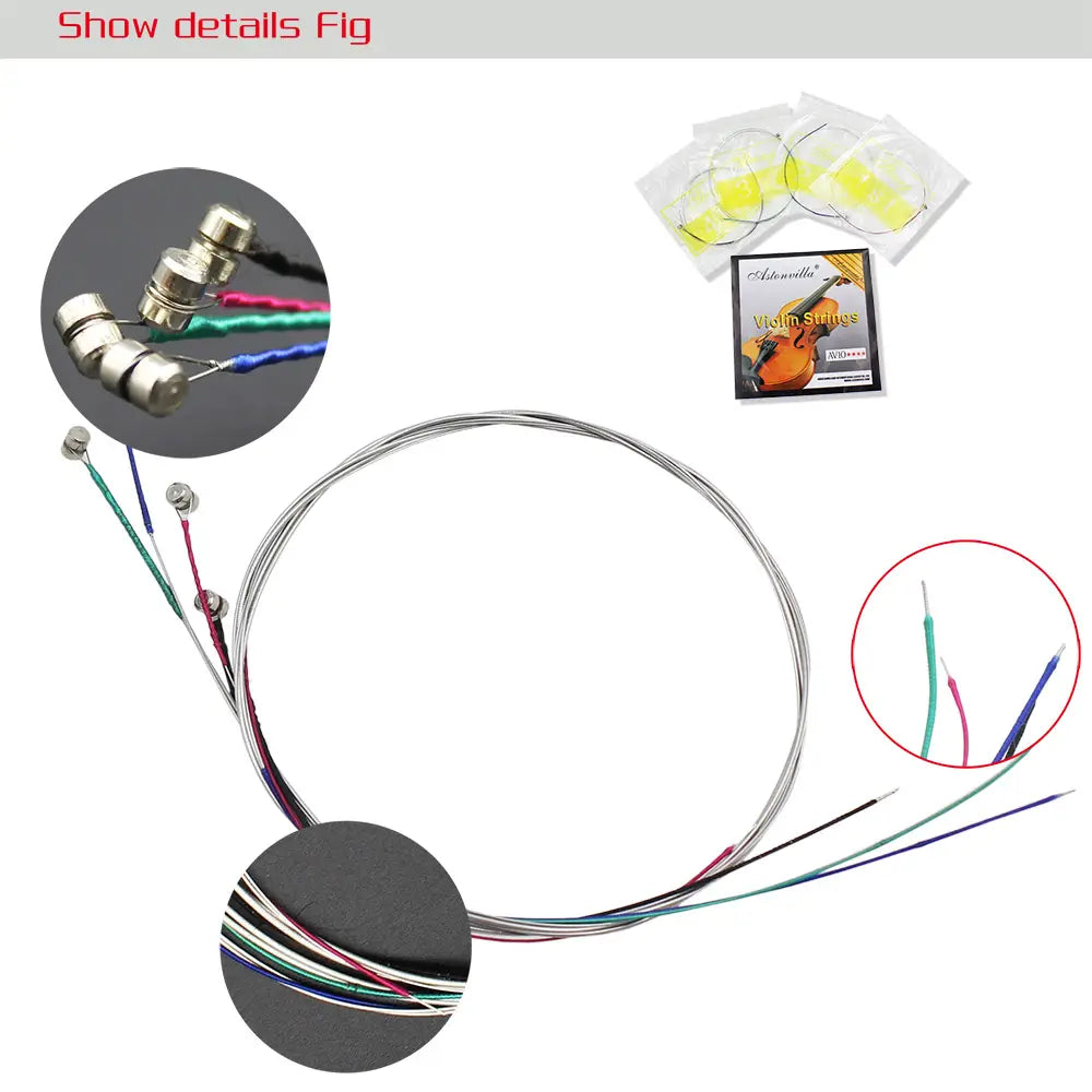 4pcs A Set of Violin Strings E-A-D-G Steel Core Nickel Silver Wound Exquisite Stringed Musical Instrument Parts Accessories