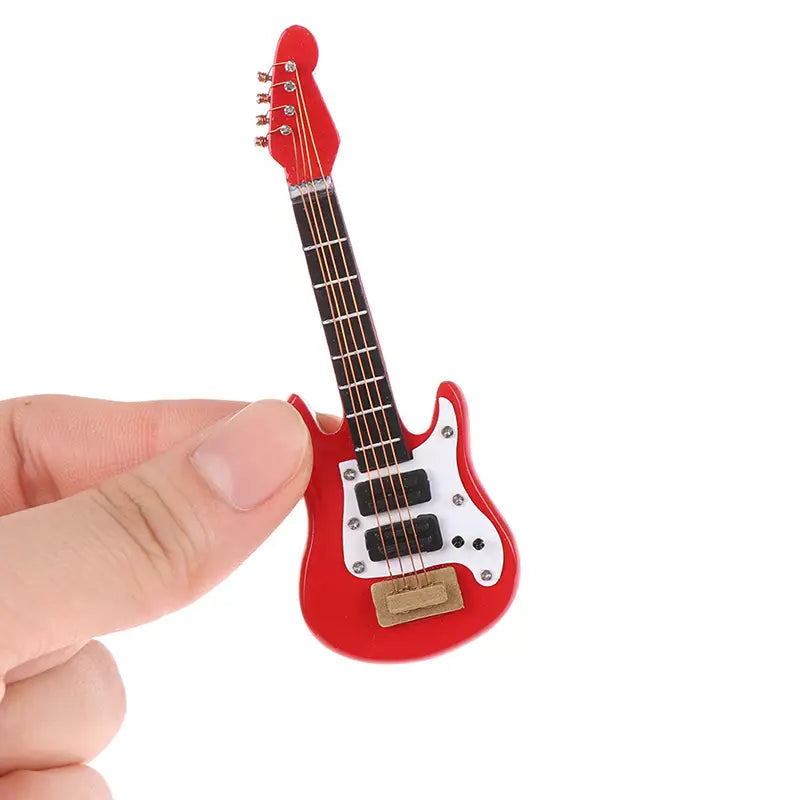 ▶1:12 Dollhouse Miniature Music Electric Guitar Model for Kids Musical Toy Doll House Accessories