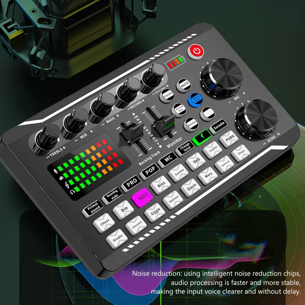 F998 Bluetooth Sound Card Console Studio Sound Card Kit with USB Microphone Computer Live Voice Mixer Sound Card DJ Equipment
