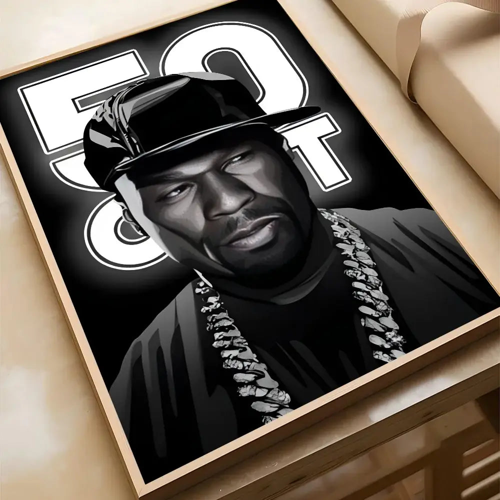 50 Cent American Hit Pop Hip Hop Rapper Music Poster Poster Paper Print Home Living Room Bedroom Entrance Bar Cafe Art Painting