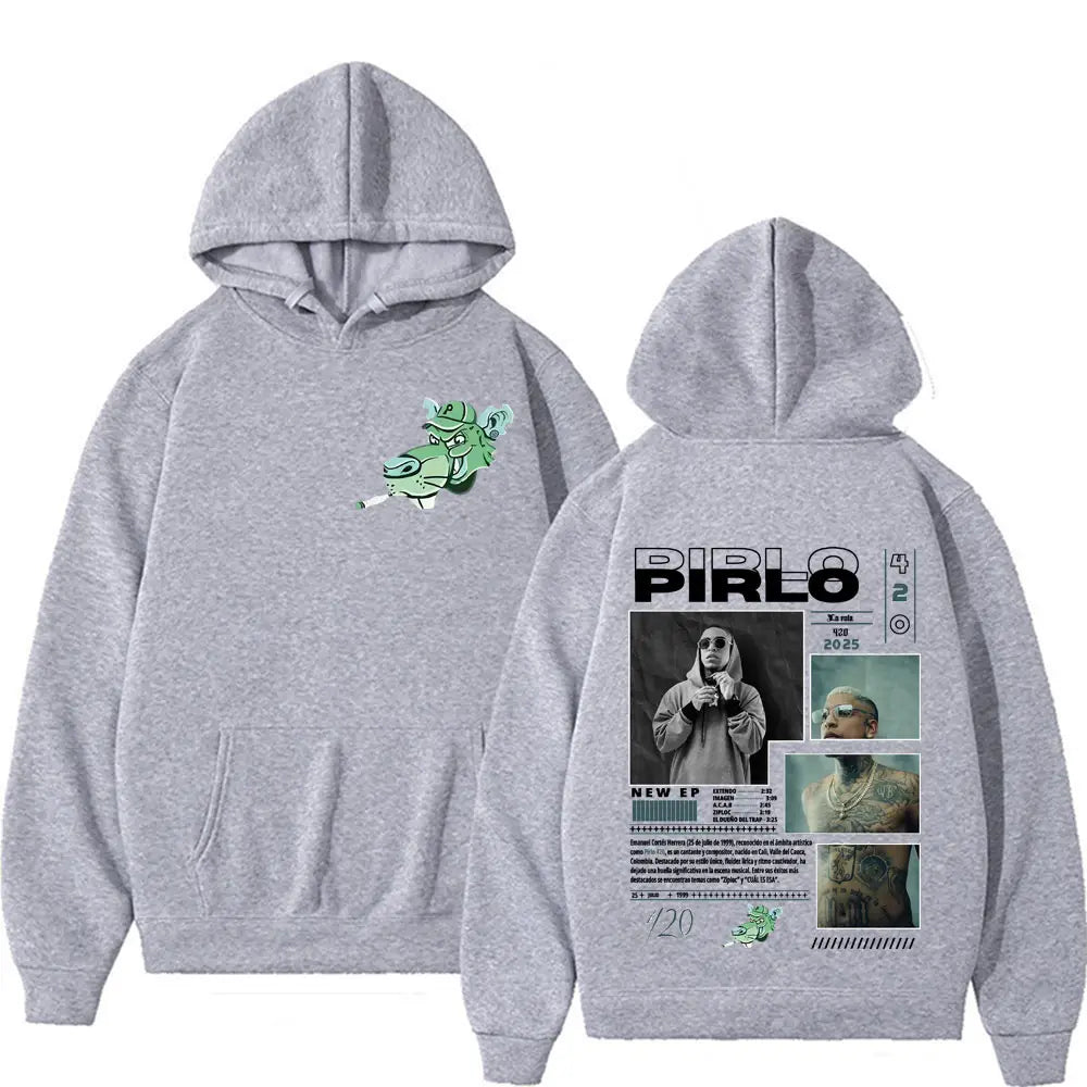 Rapper Pirlo Music Album Tour 2025 Graphics Sweatshirts Men Clothing Oversized Loose High Quality Autumn Hip Hop Vintage Hoodies