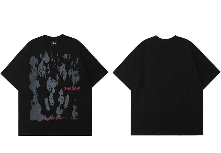 2026 Men Hip Hop T-Shirt Streetwear Shadow Letter Printed T Shirt Summer Short Sleeve Tshirt Harajuku Cotton Casual Tops Tees
