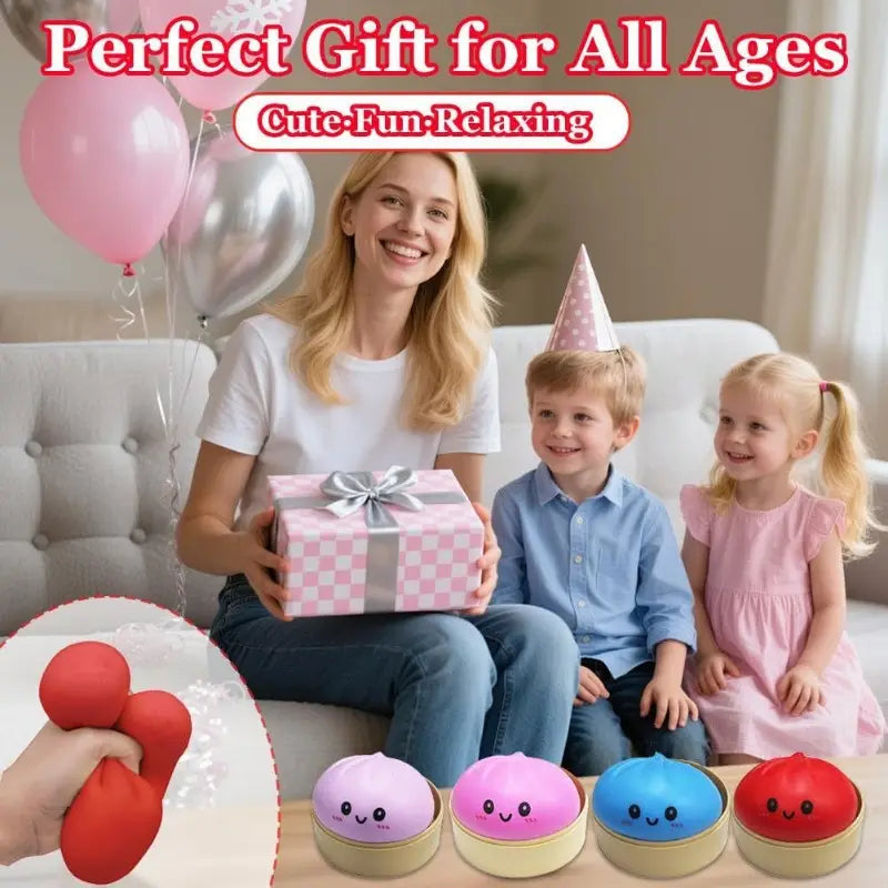 2pcs New Product Smiley Face Big Cage Baozi Kneading Music Decompression Simulation Large Baozi Toy Kneading Music Slow Rebound