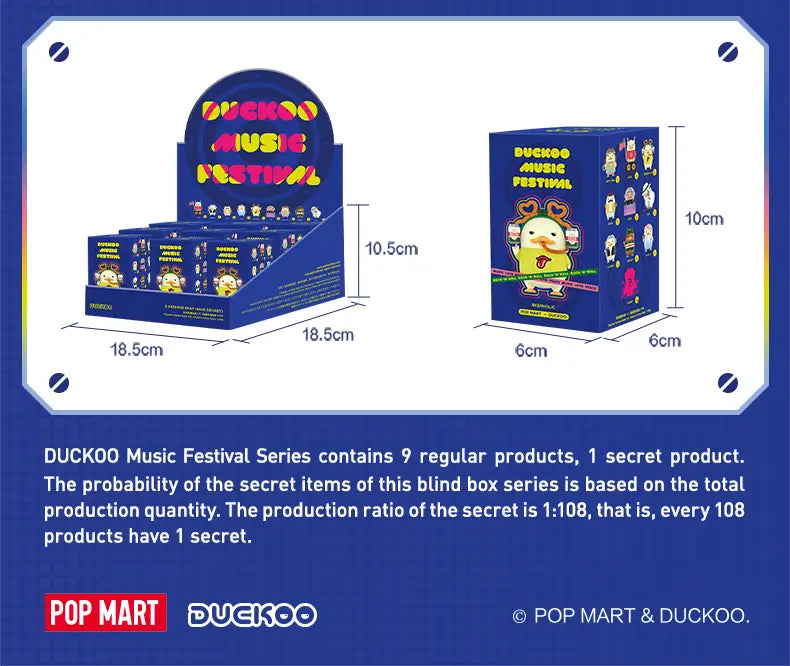 POP MART Duckoo Music Festival Series Blind Box Guess Bag Mystery Box Toys Doll Cute Anime Figure Desktop Ornaments Collection