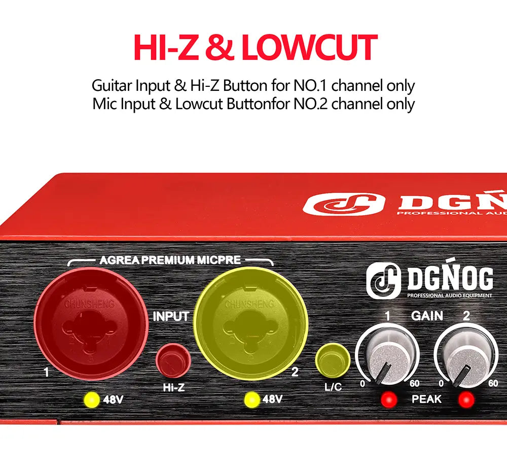 UC22 Audio Interface Sound Card 24-bit/192KHz AD Converter Electric Guitar Live Recording Professional Studio Singing Podcast