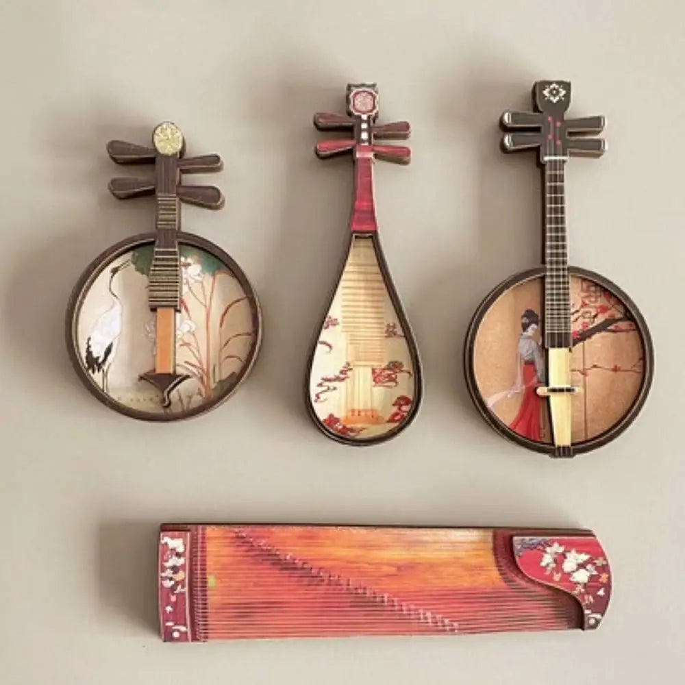Hot Sale Wood Dollhouse Musical Instruments Courtesan Pattern 1/6 1/12 Chinese Classical Instrument Playing House Scene Model