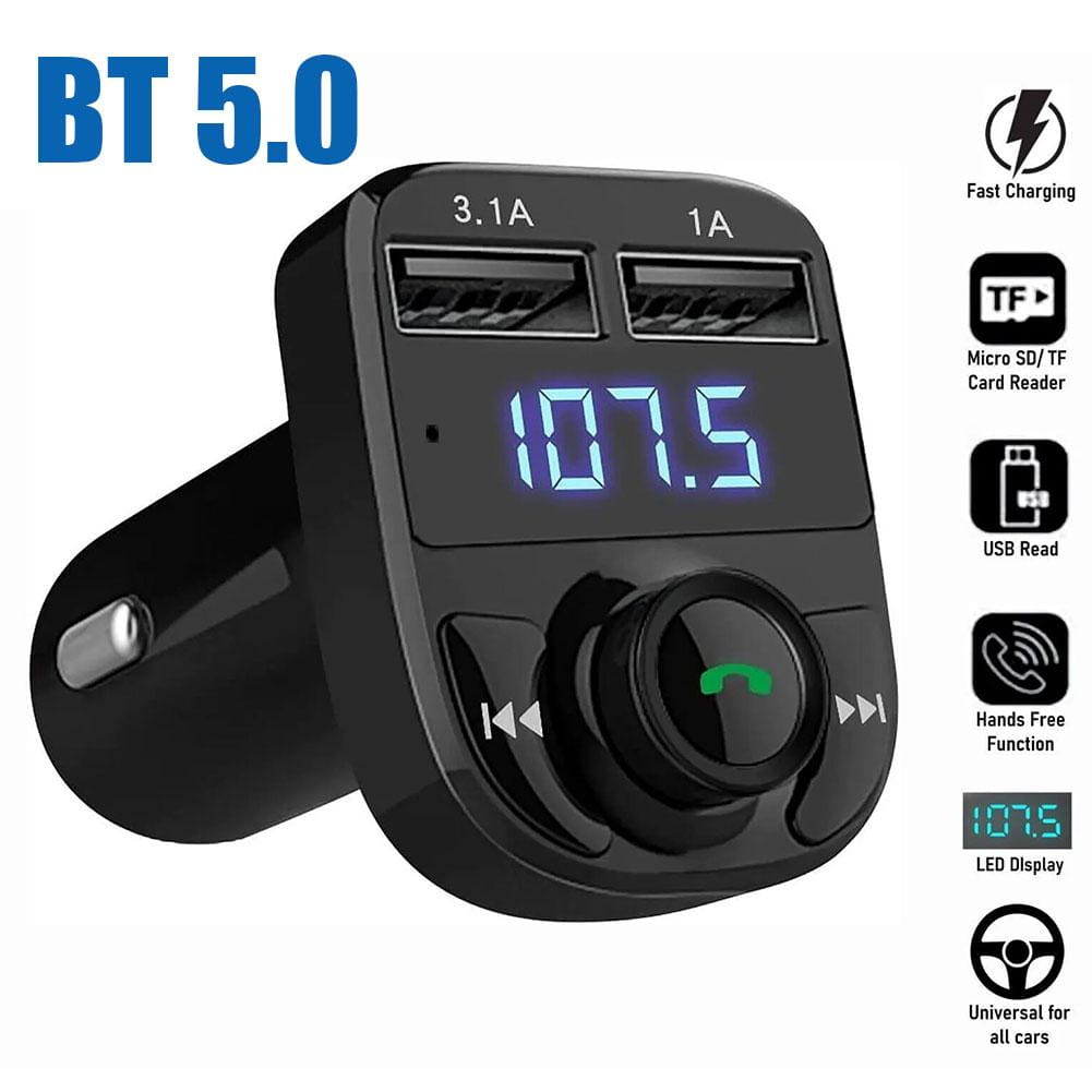 Wireless Bluetooth FM Transmitter & MP3 Player With Hands-Free Calling Radio Receiver Dual USB Charger & Music Stereo Adapter