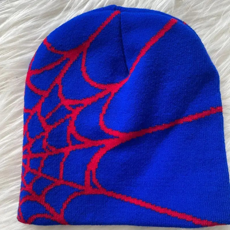 Knitting Spider Web Design Hat Skullies Beanies for Men Women Pullover Pile Cap Y2k Goth Warm Beanie Hats New Hip-hop Street Cap