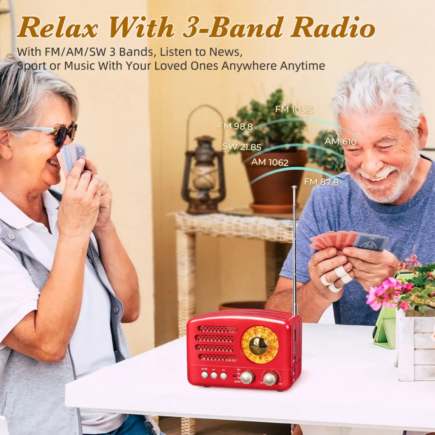 PRUNUS J-160 Classical Retro FM AM Desktop Radio Receiver Rechargeable Portable MP3 Radios Stereo 3W Bluetooth Speaker AUX USB