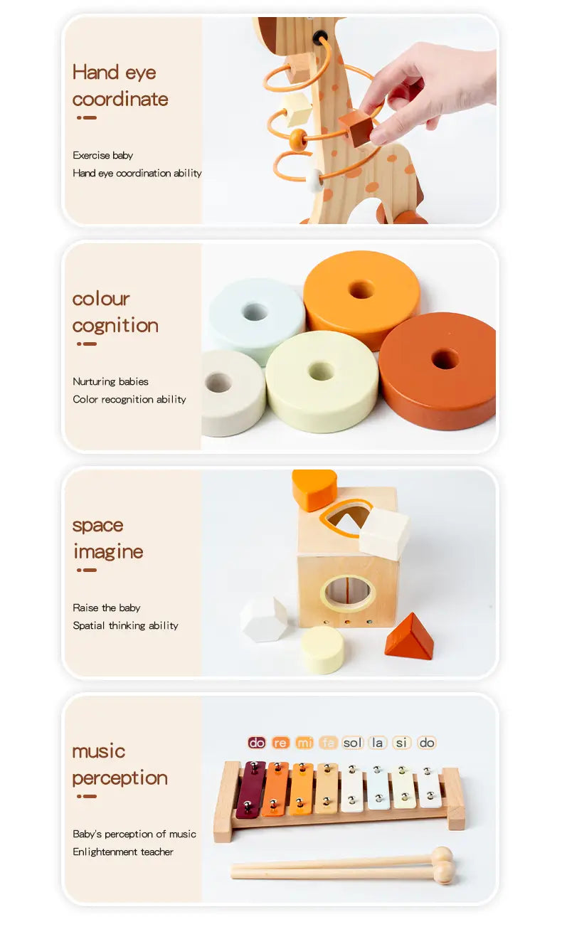 Musical Instrument Toy Set 3-6 Montessori Early Learning Gift Wooden Educational Tools for Kindergarten Music Perfect as a Gi