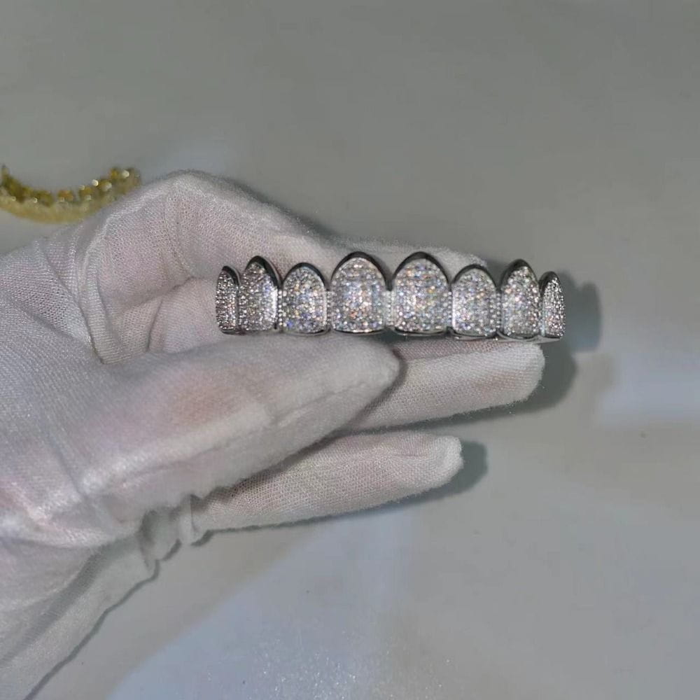 Hip Hop Teeth Grillz Set Removable Design Top & Bottom Set Hiphop Teeth Grillz Rhinestone Hollow Charm Teeth Grillz