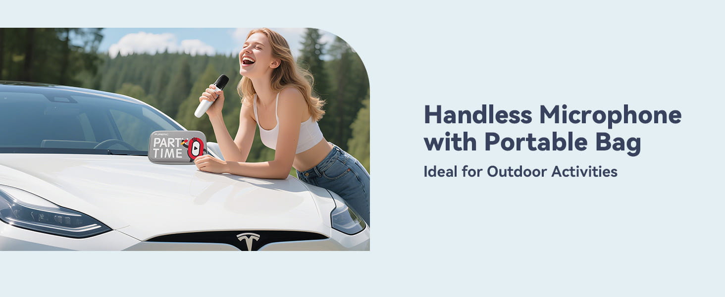 Q1PRO-Tesla Karaoke Mic with Portable Bag Wireless Mic with 8 Joy Effects Rechargeable Mic with Type-C & Aux in Receiver