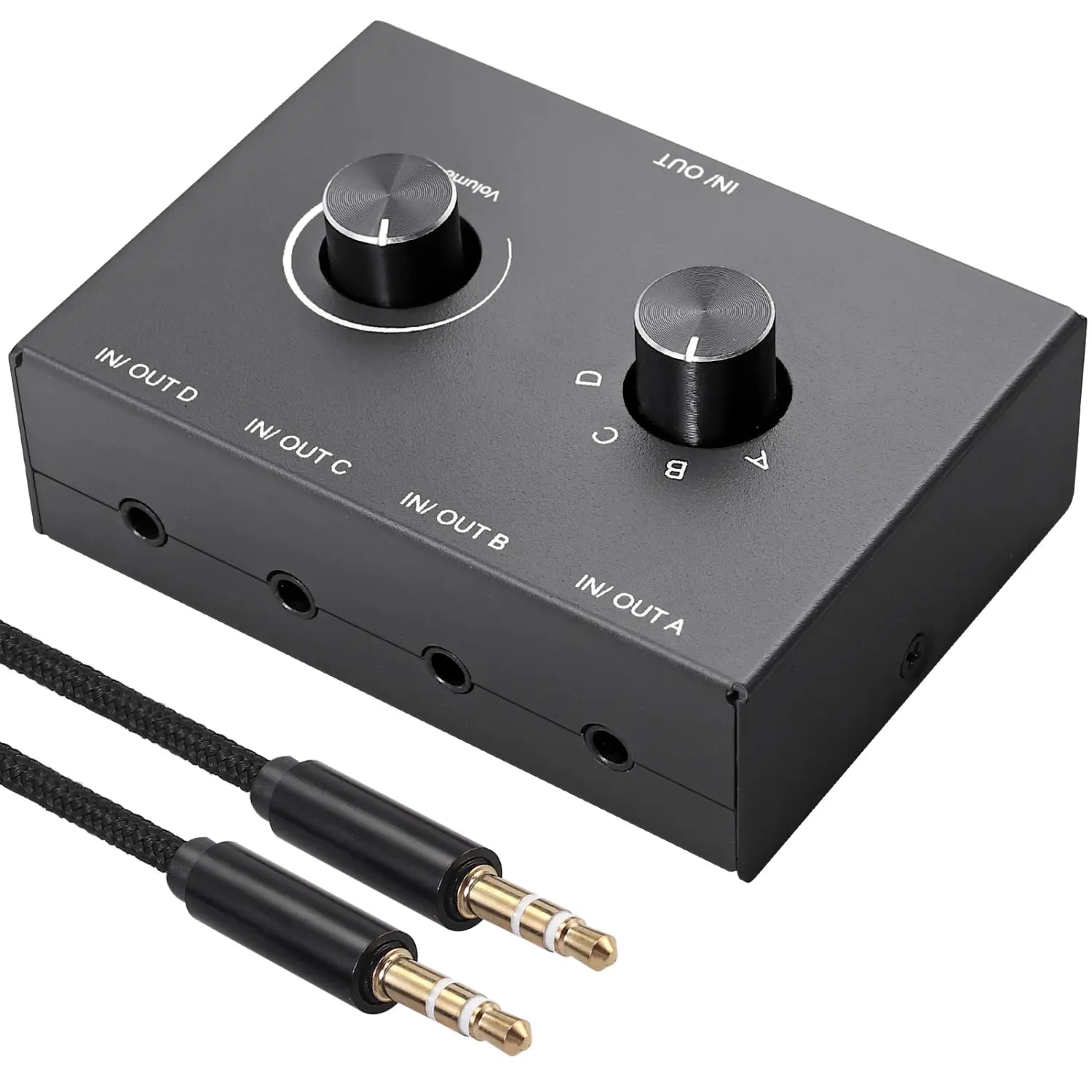 4 Way/2 Way 3.5mm Stereo Audio Switcher Bi-Directional Audio Switch Splitter Box 2x1/1x2 4x1/1x4 Switcher with Mute Button