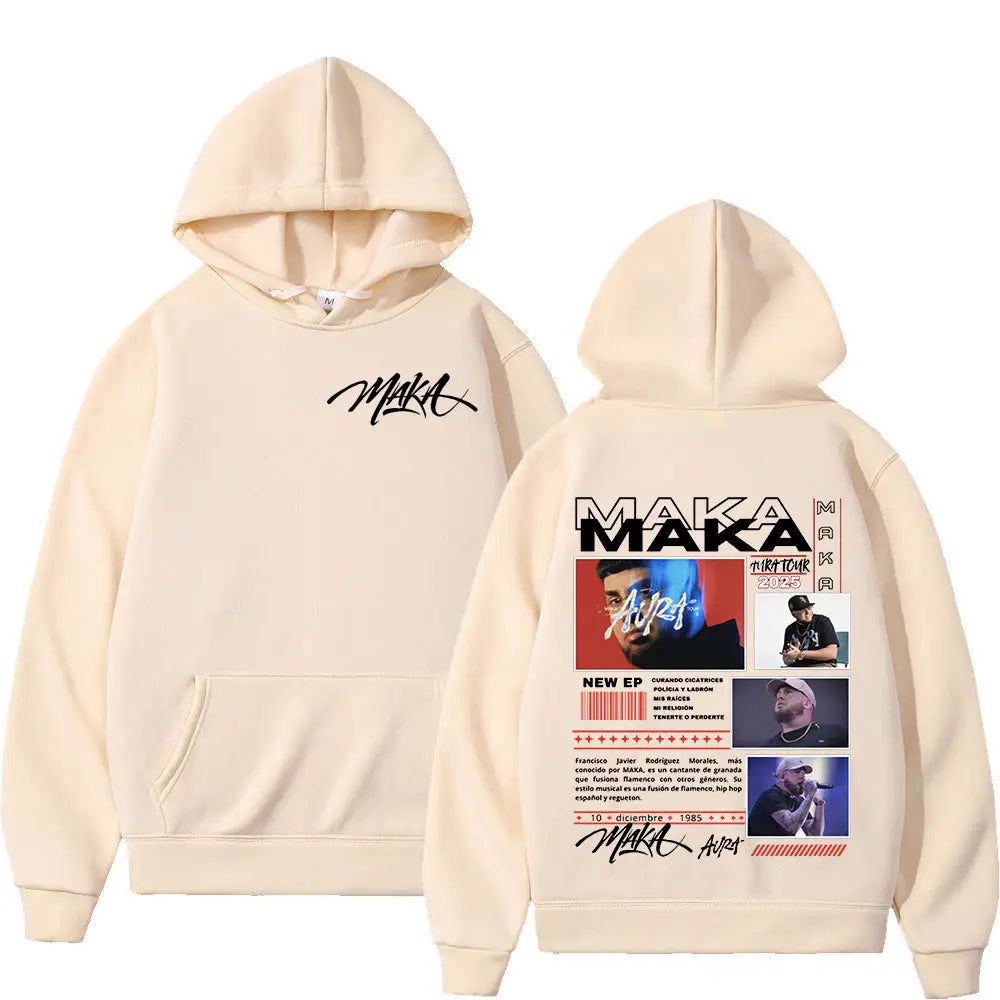 Rapper Maka Aura 2025 Tour Merch Hoodies Men’s Women Fashion Hip Hop Hooded Sweatshirts Fans Gift Oversized Pullovers Streetwear