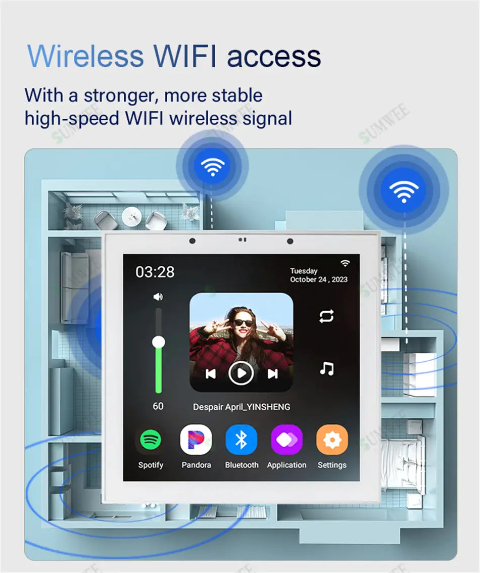 Smart Audio System TUYA Home Sound in Wall Amplifier Android 11 system WiFi Bluetooths Amp with Stereo Ceiling Speaker Kit Hotel