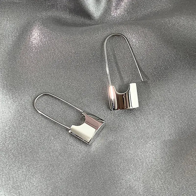 Huitan Hip Hop Lock Earrings Metallic Style Piercing Cool Accessories for Women Daily Wear Stylish Earrings Dropshipping Jewelry