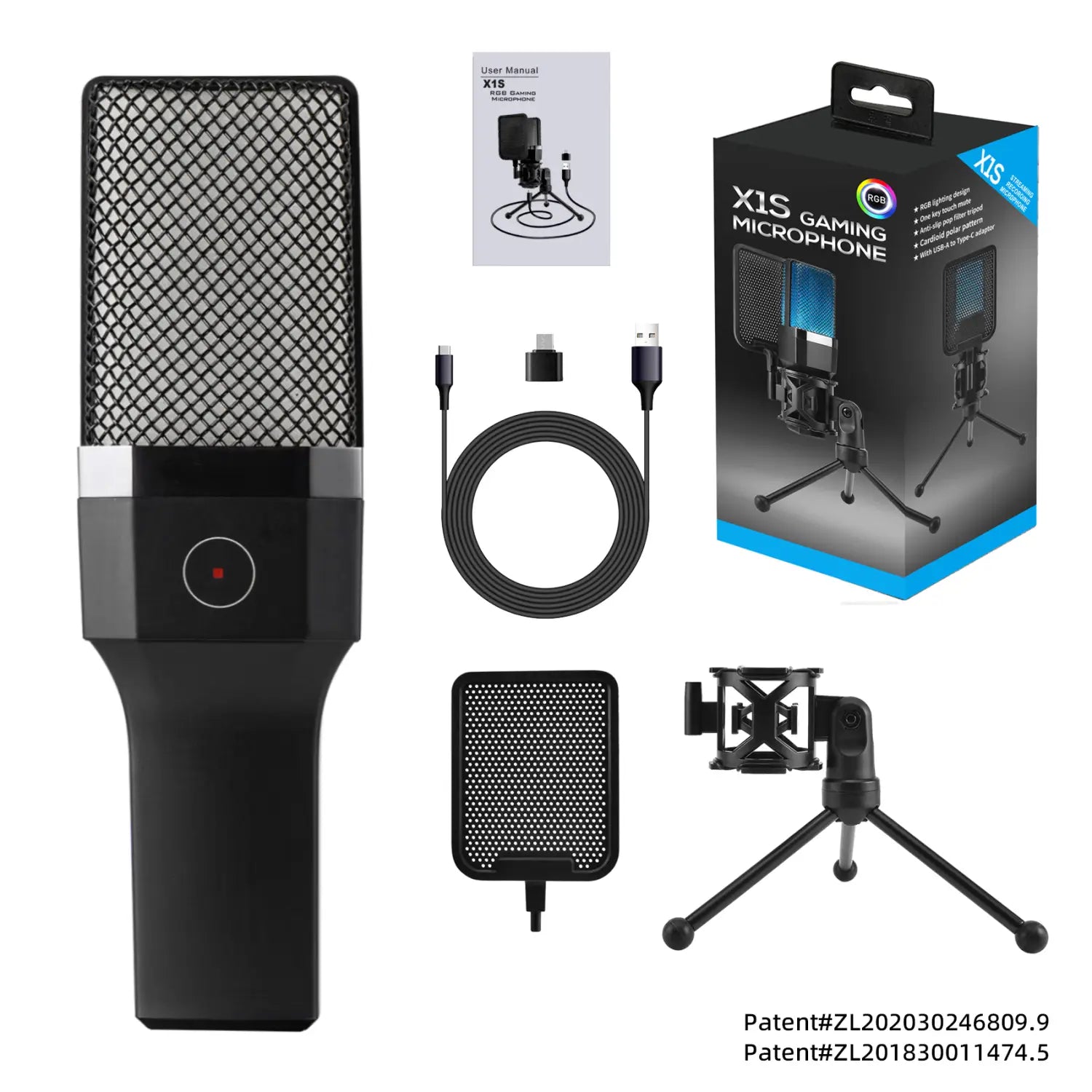 Computer Professional Gaming Condenser Microphone Karaoke Mic PC Laptop USB Wired Live Streaming Podcast Studio Mike Kit Gamer