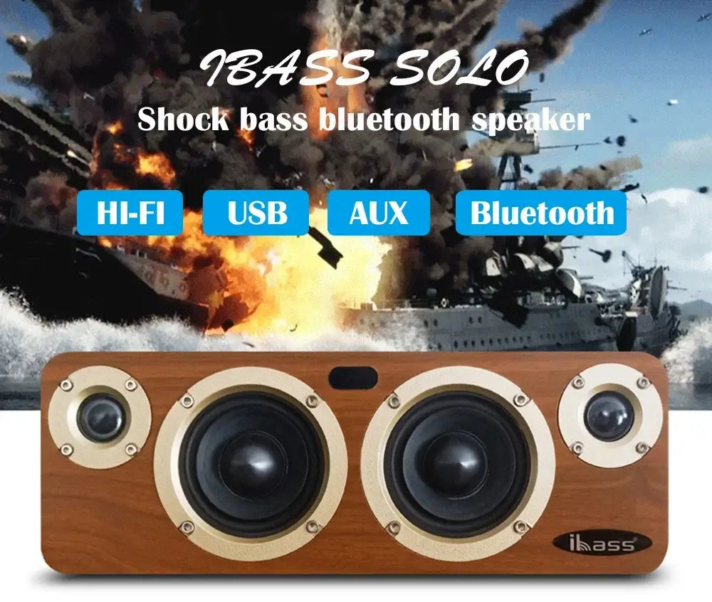 High Power Wireless Bluetooth Speaker Wooden Desktop Subwoofer Home Karaoke System Shocking Lossless HiFi Surround Music Player