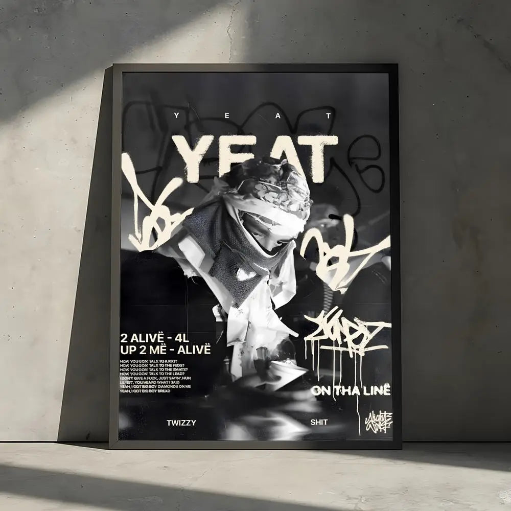 Rapper Music Pop Album Y-Yeat Poster Decorative Wall Art Stickers Mural Photo Print for Home Living Room Hallway Decor