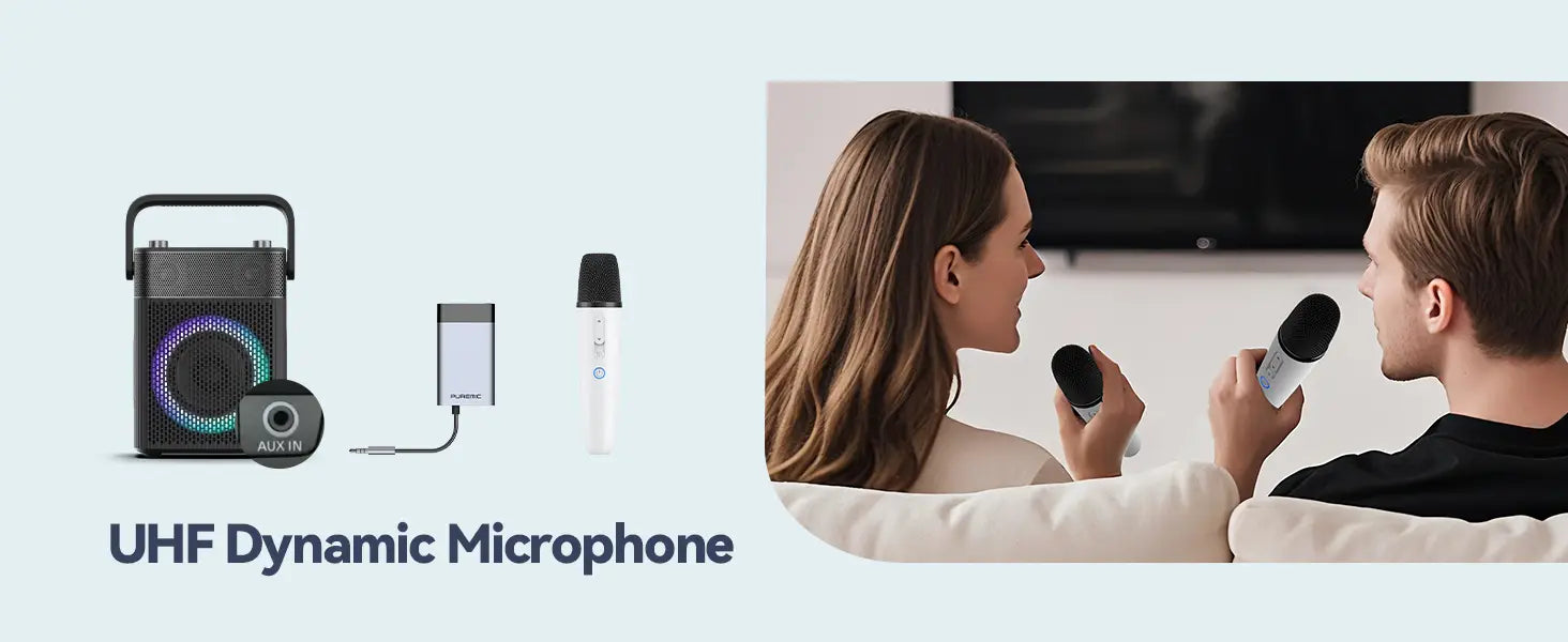 Q1PRO-Tesla Karaoke Mic with Portable Bag Wireless Mic with 8 Joy Effects Rechargeable Mic with Type-C & Aux in Receiver