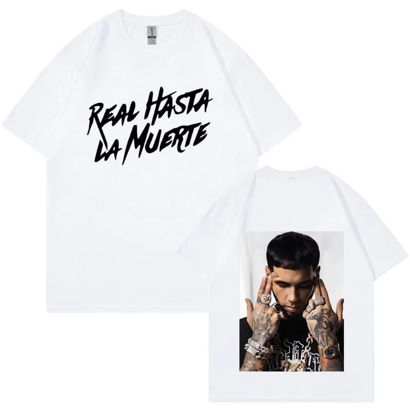 Rapper Anuel AA Real Hasta La Muerte T Shirt Men Casual Cotton T-shirts Fashion Hip Hop Vintage Oversized Tee Shirt Unisex