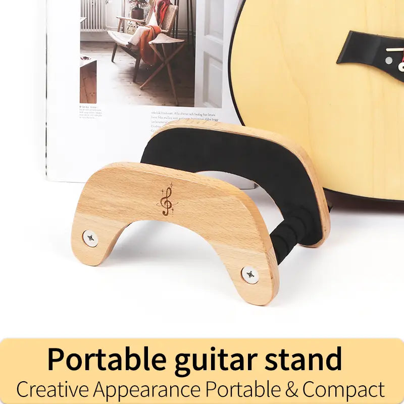 Guitar Stand Creative High Quality Beech Wood Guitar Holder With Protective Sponge Pads Portable Carrying Wood Made Guitar Stand
