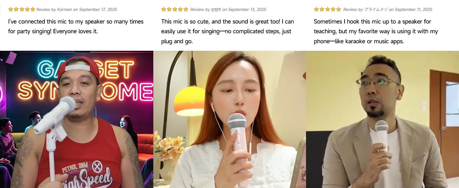 Sing & Record microphone with Earphone Feedback karaoke Mic Works with Spotify Smule YouTube,Apple Music TJ karaoke,Stingray