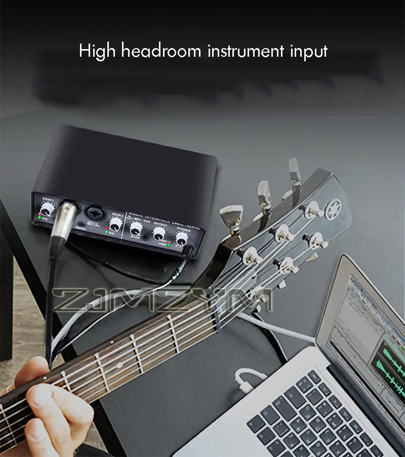Professional Sound Card Audio Mixer for Electric Guitar - Channel Monitoring Live Recording Studio Singing - USB Interface